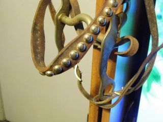 VINTAGE PONY HEADSTALL LEATHER WITH SILVER BEADING GREAT SHAPE NO MISSING BEADS 3