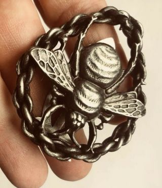 Antique Victorian Arts & Crafts Large Clip Brooch Bumble Bee
