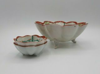 Antique Te - Oh China Hand Painted Nippon Nut Bowl and 2 Nut Dishes Set 3