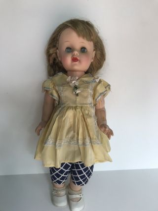 Ee - Gee 17” Vintage Blonde Hard Plastic Walker Doll Rooted Hair & Sleep Eyes