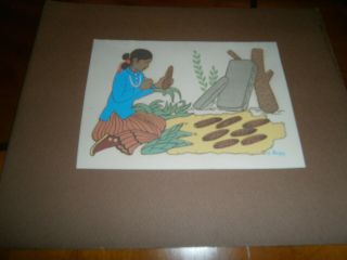 Harrison Begay Silkscreen Print Navajo Indian Girl Woman With Corn Santa Fe