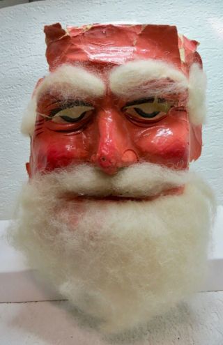 Vintage Christmas Antique Paper Mache? Santa Claus Mask Mohair Japan? Germany?