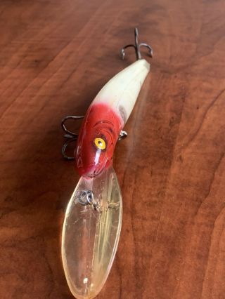 Vintage Bomber Long A Lure 8” Deep Diver Red/white