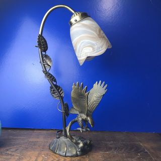 Brass Desk Lamp Vintage • American Bald Eagle Patriotic Mid Century Sculpture