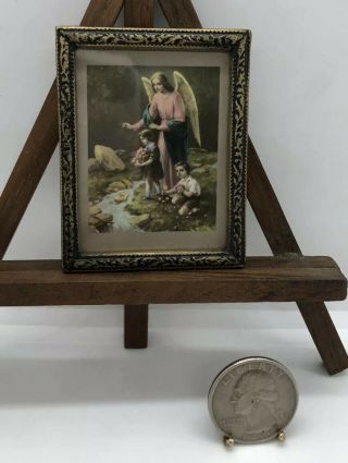 Dollhouse Miniatures Framed Print Of Victorian Era Guardian Angel By Leeds