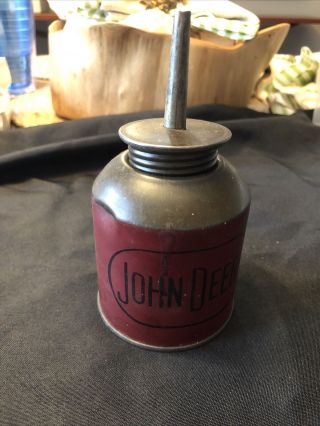 John Deere Red Tractor Oil Can Vintage Rare