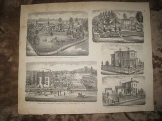 Antique 1874 Canfield Berlin Youngstown Mahoning County Ohio Lithograph Print Nr