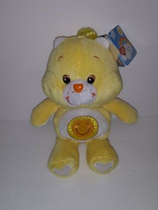 Vintage Care Bear 8 " - 10” Yellow Funshine 2002 Euc With Tag