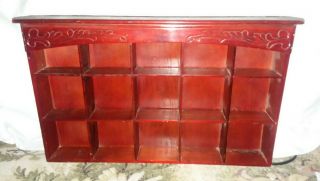 Vintage Wood Knick Knack Wall Shelf Curio Cabinet 24.  5 " W X 15 " T X 3 " D 15 Holes