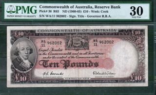 Australia 10 Pound P 36 1960 - 65 Pmg 30 Rare