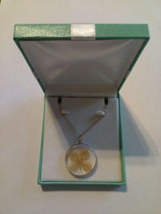 Vintage Rare 9ct 9 Carat Gold Lucky 4 Leaf Clover / Shamrock Pendant & Necklace