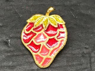 Vtg Signed Lg Lind - Gal Delightful Figural Strawberry Porcelain Pin Brooch Rare