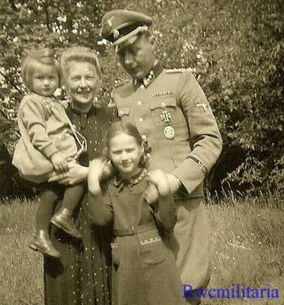 Rare German Elite Waffen Hauptsturmführer W/ Awards Posed W/ Family (1)