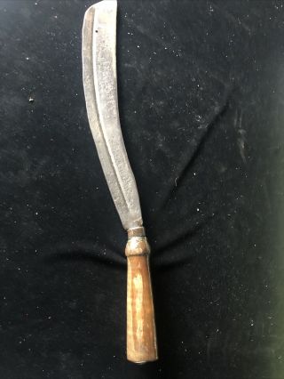 Vintage 21” Machete Knife With Wodden Handle Unmarked Antique