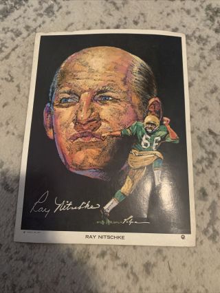 Vintage Rare 8x10 1970 Clark Oil Volpe Card Green Bay Packers Ray Nitschke