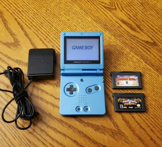 Nintendo Game Boy Advance Sp Surf Blue Handheld System Ags - 001 - Very Rare
