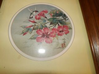 Vtg S.  Cheny Asian Bird Art Print Color Litho Hummingbird 8 " X 10 " Matted Framed