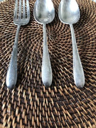 Vintage Gorham Invitation silver plated serving spoons & Fork Utensils 2