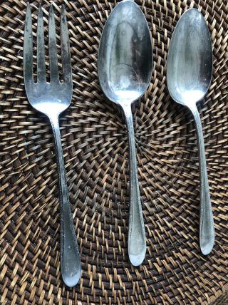 Vintage Gorham Invitation silver plated serving spoons & Fork Utensils 3