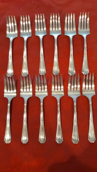 Vintage Wm Rogers & Sons 1923 Mayfair Silver Plated Salad Forks Set Of 12