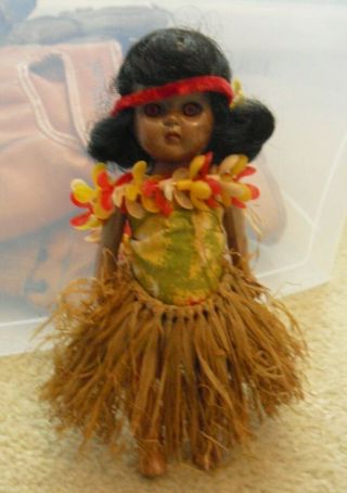 Vintage 1960s Hard Plastic Hawaii Character Girl Doll 7 1/2 " Tall