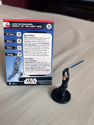 Star Wars Miniatures: Luke Skywalker,  Legacy Of The Light Side 15/60 Rare W/card
