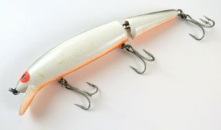 Vintage Plastic Jointed Minnow Crankbait Fishing Lures,  Black White Orange