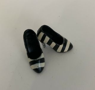 Vintage Barbie Doll Shoes Black & White Zebra Stripes Pumps High Heels Close Toe