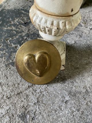 Antique Brass Hammered Raised Puffy Heart Horse Bridle Rosettes Bridle Button 2