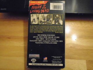 RARE OOP UNCUT UNEDITED Night of the Living Dead VHS film zombie GEORGE A ROMERO 2