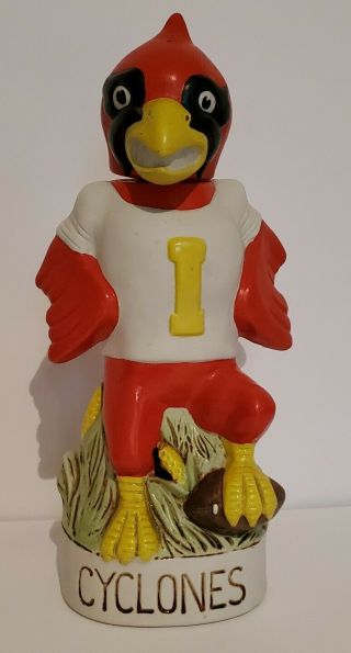 1974 Mccormick College Mascot Iowa State Cyclones Decanter Vintage Rare