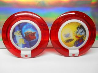 Disney Infinity 1.  0 Red Rare Power Discs Combos Lucky Dime & Wizard Bag