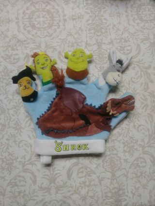 Rare Shrek Hand Puppet Major Characters Dragon Fiona Donkey Puss In Boots Cute