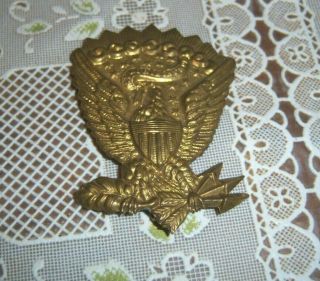 Rare Civil War Eagle Hardee Hat Insignia Brass Badge