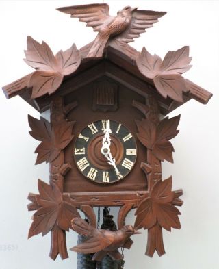 Old Large Antique German Black Forest Nesting Quail Rare Carved Cuckoo Clock