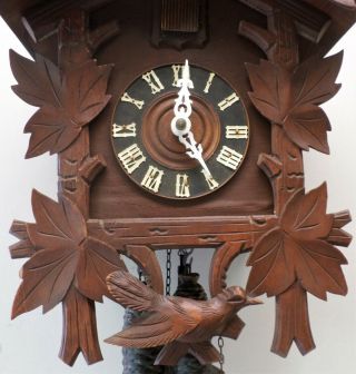 OLD LARGE ANTIQUE GERMAN BLACK FOREST NESTING QUAIL RARE CARVED CUCKOO CLOCK 3