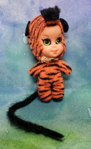 Vintage 1969 Liddle Kiddles Tiny Tiger Pin Little Animiddle Doll Mattel Htf
