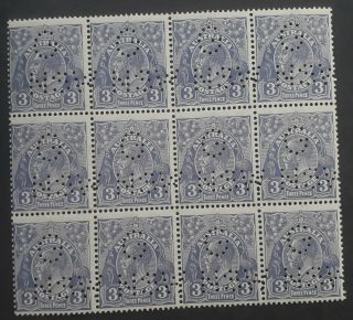 Rare 1932 Australia Blk 12x3d Blue Kgv Stamps Mccofawmk Gnsw Perfin
