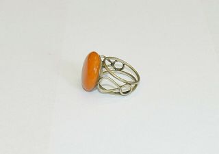 NATURAL OLD BUTTERSCOTCH EGG YOLK BALTIC PRESSED AMBER RING 3