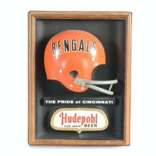 Rare 1970s Cincinnati Bengals Hudepohl Beer Sign W/original Logo Helmet