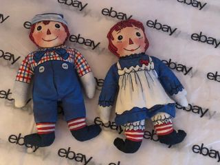 Vintage 1991 8” Raggedy Ann And Andy Beanbag Doll Set With Book The Toy