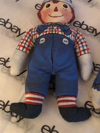 Vintage 1991 8” Raggedy Ann and Andy Beanbag Doll Set with Book The Toy 2