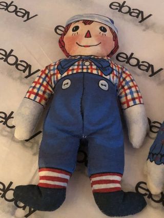 Vintage 1991 8” Raggedy Ann and Andy Beanbag Doll Set with Book The Toy 3