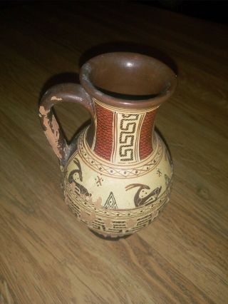 Ancient Greek Pottery 6 " Hand Made & Painted In Greece Rare