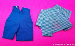Barbie Doll Sized Blue & White Shirt & Shorts Minty Vintage 1960 