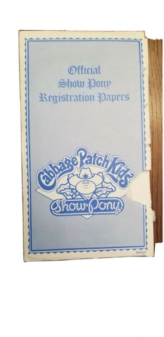 Registration Papers For Vintage Coleco Cabbage Patch Kid Plush Show Pony 1984