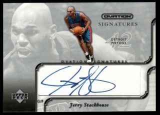 Jerry Stackhouse $60,  Pistons Cut Auto Rare Sp 2002 - 03 Ud Ovation Autograph