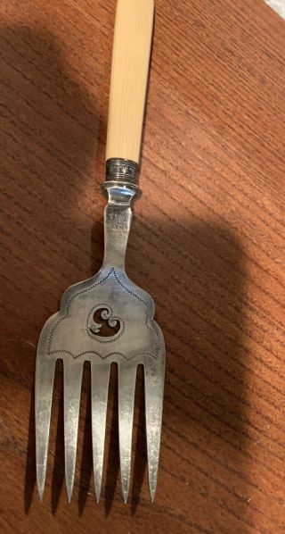 Antique Sterling Silver Serving Fork Mark On Back