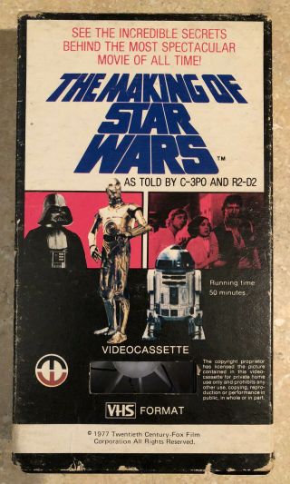 Vintage The Making Of Star Wars Vhs 1977 Magnetic Video Corp Rare