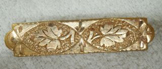 Antique Estate Gold Metal Leaf Motif Design Bar Pin Brooch Over 100 Years Old